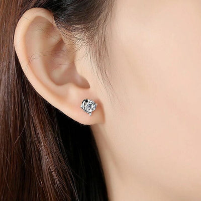 Crystal Dolphin Hug Womens 925 Sterling Silver Stud Earrings Jewellery Gift UK