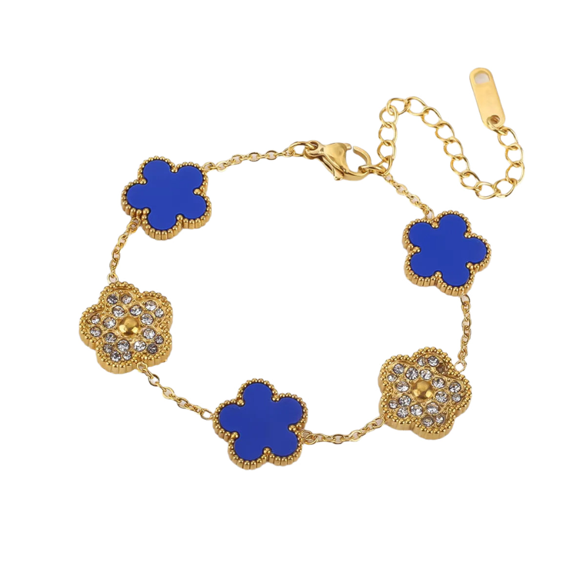 Exquisite Jewelry Stainless Steel New Design Simple Gold Plated Five Leaf Flower Bracelet Waterproof Women'S Clover