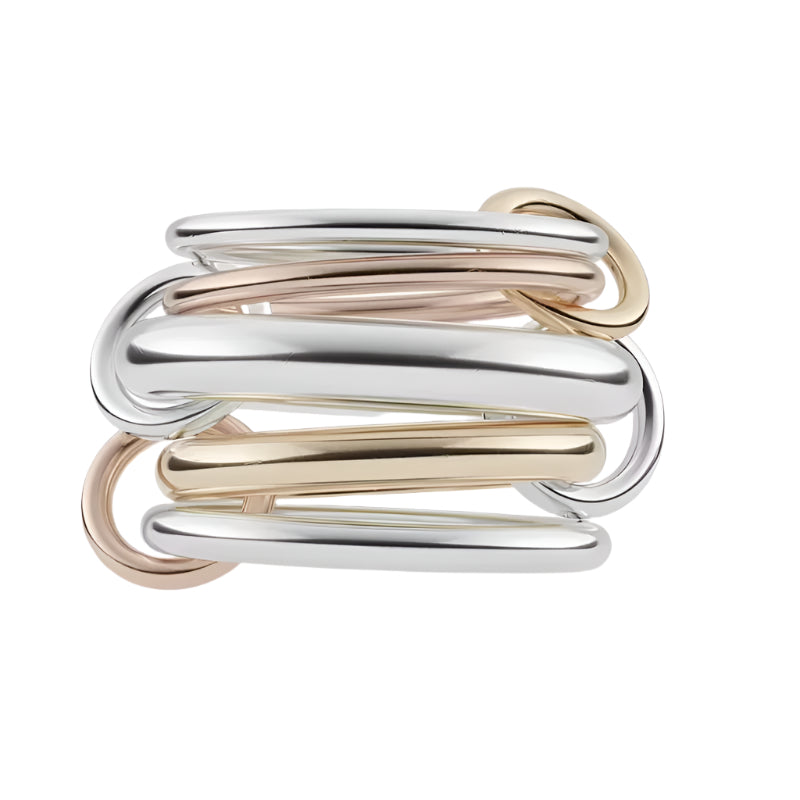 New Five-Link Ring for Women Stainless Steel Ring Gold Plated Jewelry