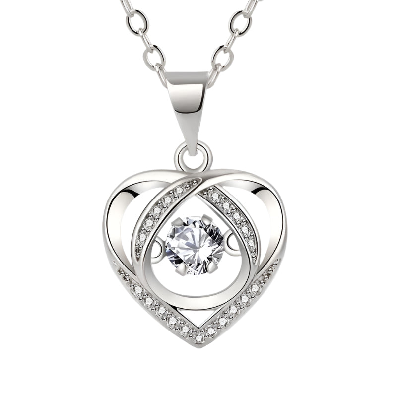 925 Sterling Silver Crystal Heart Pendant Necklace Women Girls Jewellery Gift