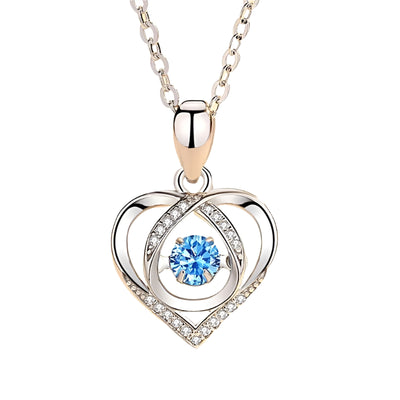 925 Sterling Silver Crystal Heart Pendant Necklace Women Girls Jewellery Gift