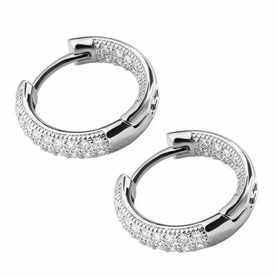 Charm Crystal Huggie Hoop Earrings 925 Sterling Silver Plated Jewellery Gift UK