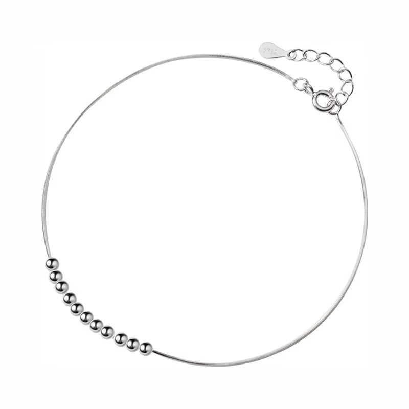 Minimalist 100% 925 Sterling Silver Fashion Babysbreath Chain Anklets for Women Wedding Silver 925 Jewelry Gift DA985