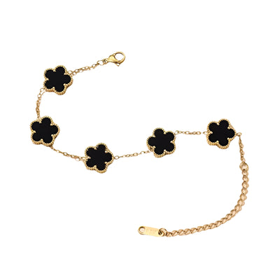 Lucky Clover Women'S Hand Bracelets Double Sided Flowers Jewellery Gifts Stainless Steel Bracelet Gold Plated Bracelets Man