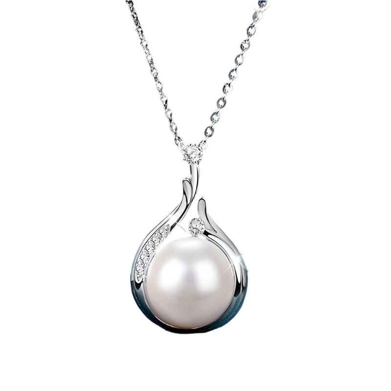 925 Sterling Silver Crystal Pearl Pendant Necklace Women Girls Jewellery Gift UK