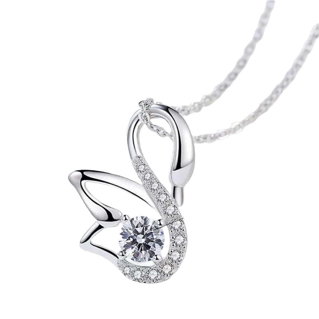 Crystal Swan Pendant Necklace 925 Sterling Silver Women Girls Jewellery Gift UK