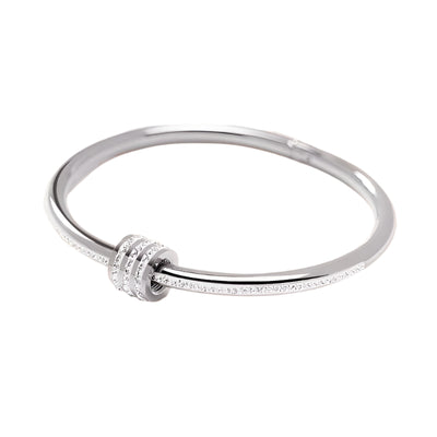 Classic Stainless Steel Zircon Bangle for Women Circular Screw Bracelet Female Jewelry Gifts Fashion Accessories